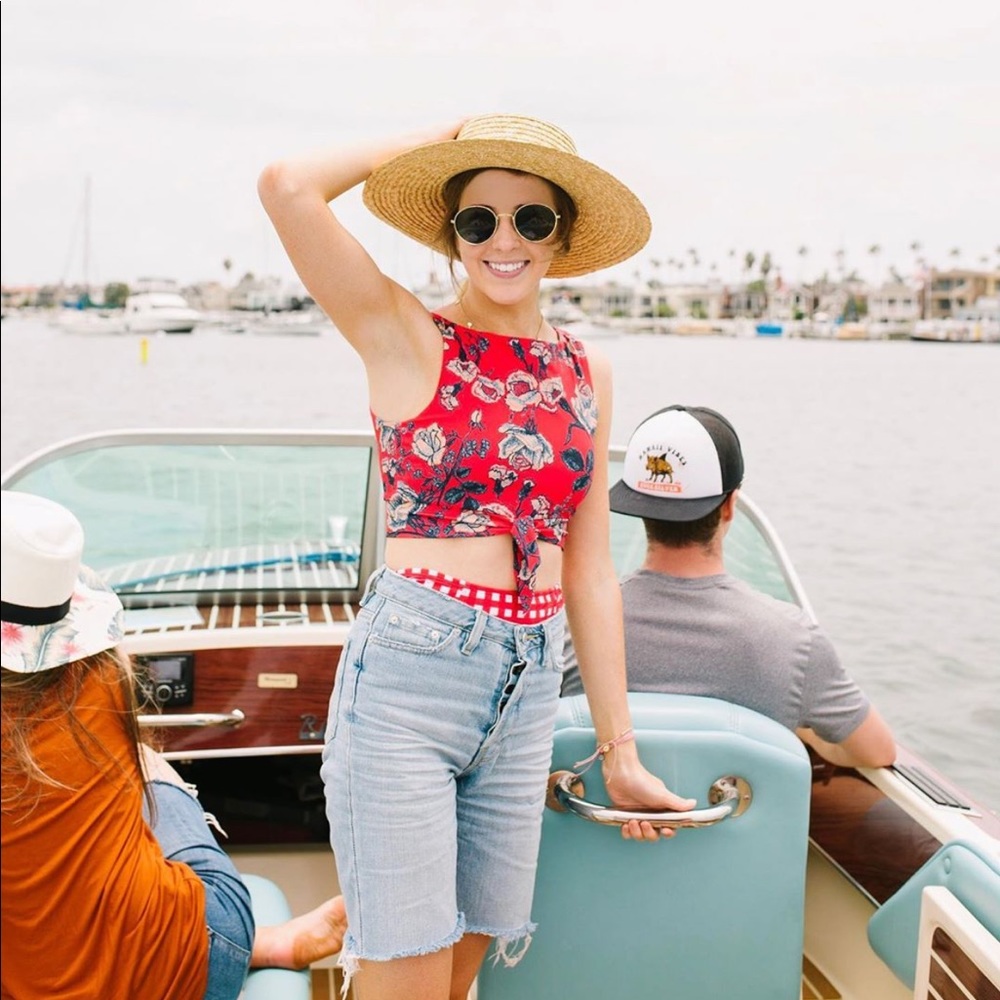 Lime Ricki Floral Crop Swim Top